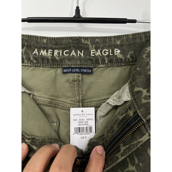 American Eagle Outfitters Womens Hi Rise Mini Skirt Olive Leopard‎ Print Size 0 - Picture 3 of 7